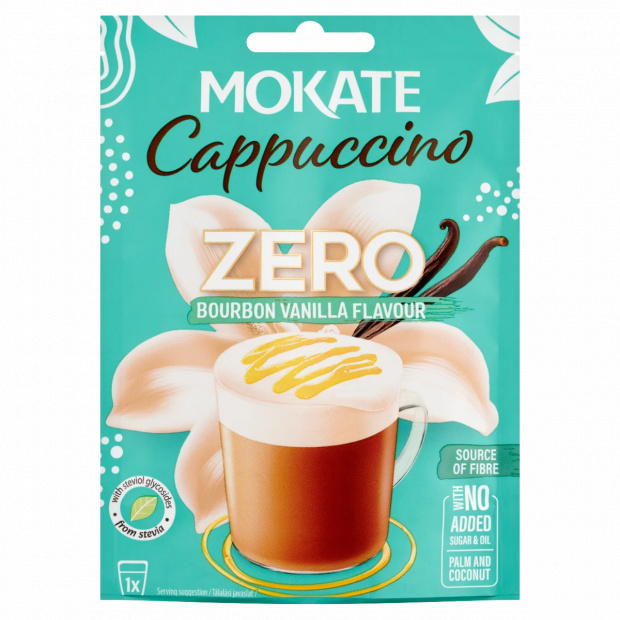 Mokate Cappuccino Zero bourbon vanília ízesítésű instant kávéitalpor 20 g 