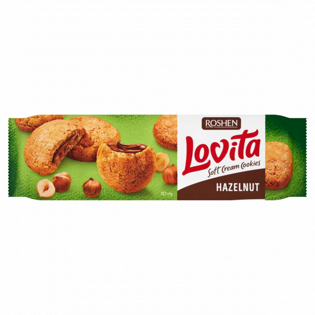Roshen Lovita Soft Cream Cookies mogyorókrémmel töltött teasütemény 127 g