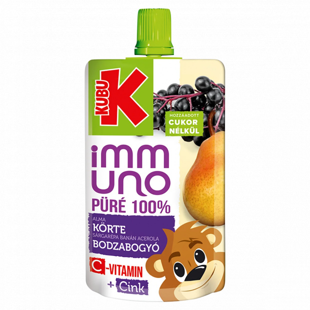 Kubu Immuno alma-körte-sárgarépa-banán-acerola-bodzabogyó püré, C-vitaminnal, cinkkel 100 g