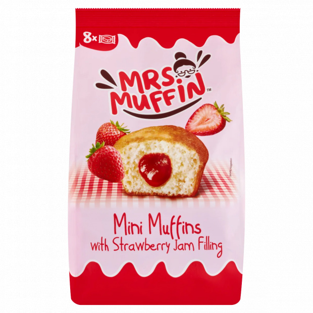 Mrs. Muffin mini muffinok eperlekvár-töltelékkel 200 g