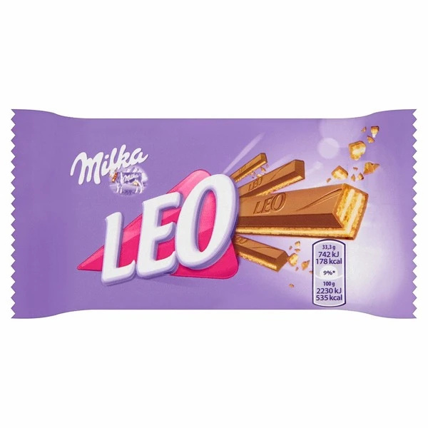 Milka Leo alpesi tejcsokoládéval bevont, lágy krémmel töltött, ropogós ostya 33,3 g