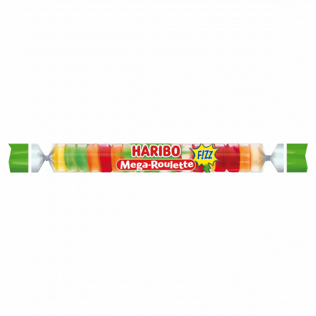 Haribo Mega-Roulette Fizz savanyú gyümölcsízű gumicukorka 45 g Haribo Mega-Roulette Fizz savanyú gyümölcsízű gumicukorka 45 g