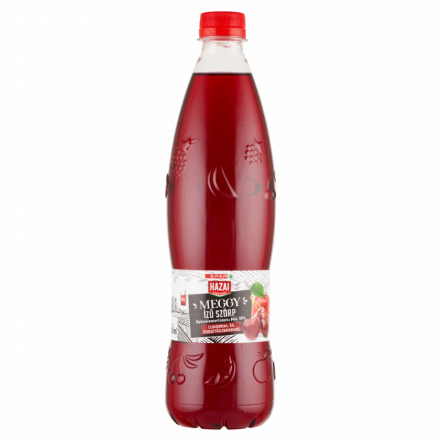 SPAR Hazai Szeretem meggy ízű szörp cukorral és édesítőszerekkel 700 ml