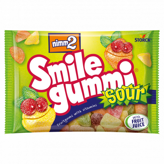 nimm2 Smilegummi Sour vegyes gyümölcs ízű savanyú gumicukorka vitaminokkal 100 g