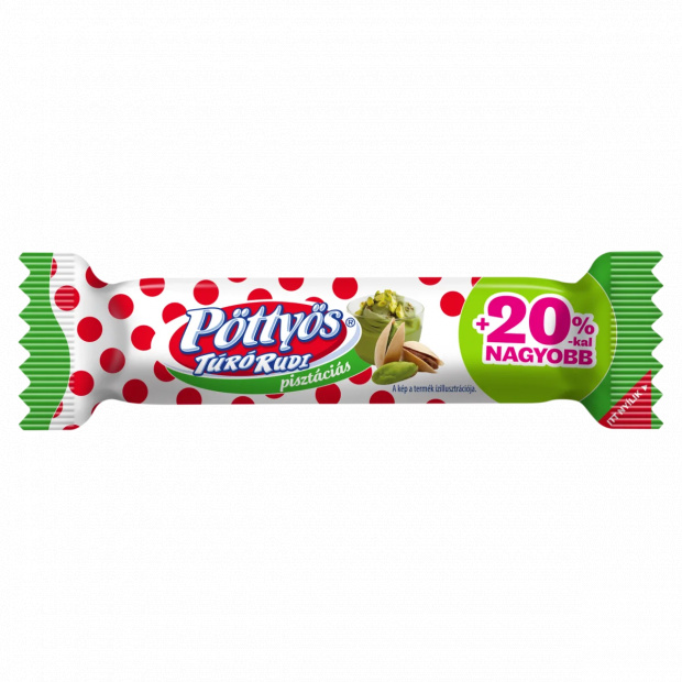 Pöttyös Túró Rudi pisztáciás túródesszert kakaós étbevonattal, pisztáciás töltelékkel 42 g Pöttyös Túró Rudi pisztáciás túródesszert kakaós étbevonattal, pisztáciás töltelékkel 42 g