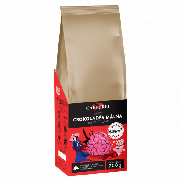 Cafe Frei Tokiói csokoládés málna ízesítésű pörkölt, őrölt kávékeverék 200 g