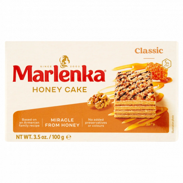 Marlenka mézes torta dióval 100 g