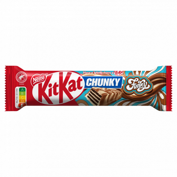 KitKat Chunky Funky ropogós kakaós ostya tejcsokoládéban és fehér bevonóban 40 g