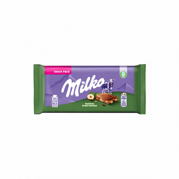 Milka alpesi tej felhasználásával készült tejcsokoládé törtmogyoróval 45 g