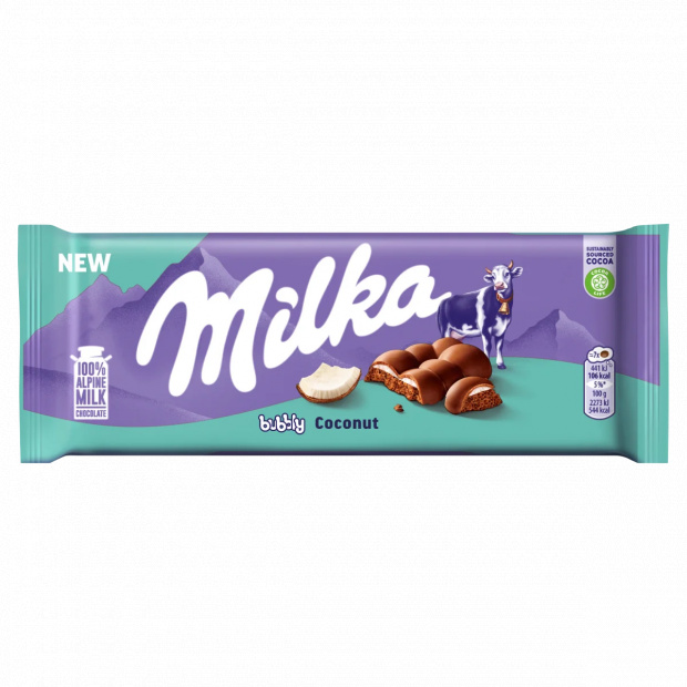 MILKA BUBBLY KÓKUSZOS TÁBLÁS CSOKOLÁDÉ 97 g