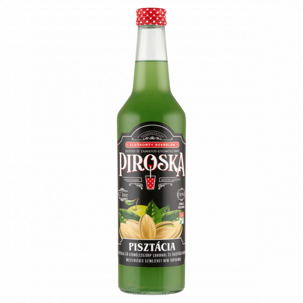 Piroska pisztácia ízű gyümölcsszörp cukorral és édesítőszerekkel 0,7 l Piroska pisztácia ízű gyümölcsszörp cukorral és édesítőszerekkel 0,7 l