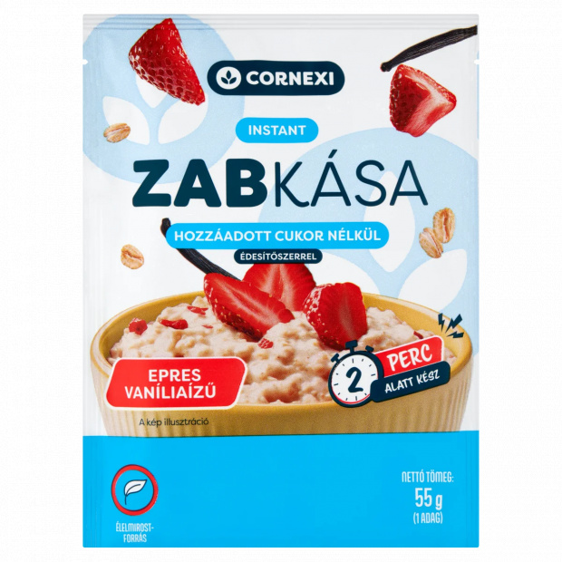 Cornexi epres vaníliaízű instant zabkása hozzáadott cukor nélkül, édesítőszerrel 55 g