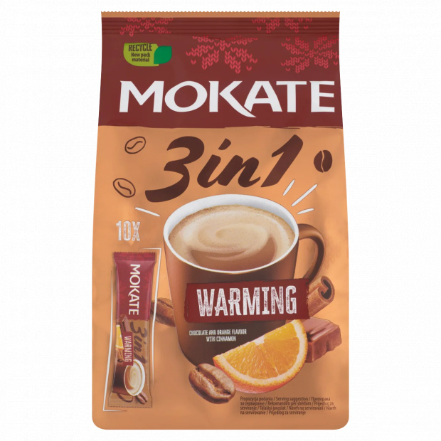 Mokate 3in1 Warming azonnal oldódó kávéspecialitás csokoládé, narancs ízesítéssel 10 x 17 g (170 g)