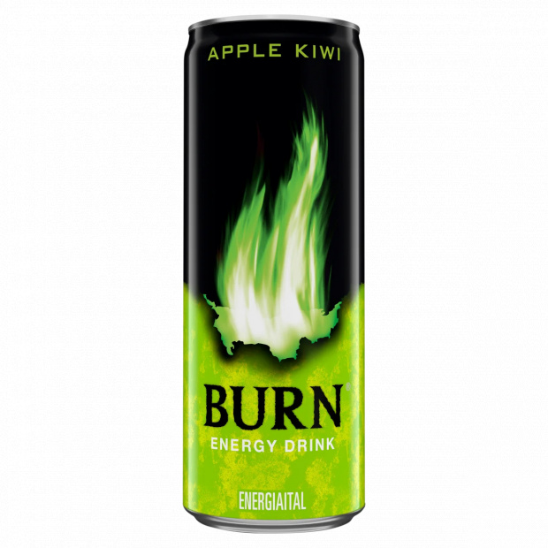 Burn Apple Kiwi szénsavas alma-kivi ízű energiaital koffeinnel 250 ml Burn Apple Kiwi szénsavas alma-kivi ízű energiaital koffeinnel 250 ml