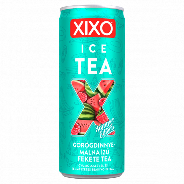 XIXO Ice Tea görögdinnye- és málnaízű jegestea gyümölcslével és természetes teakivonattal 250 ml