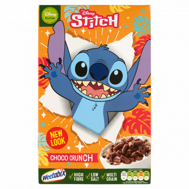 Disney Stitch ropogós, vitaminokkal és vassal dúsított, csokoládéízű búza- és zabpehely 450 g