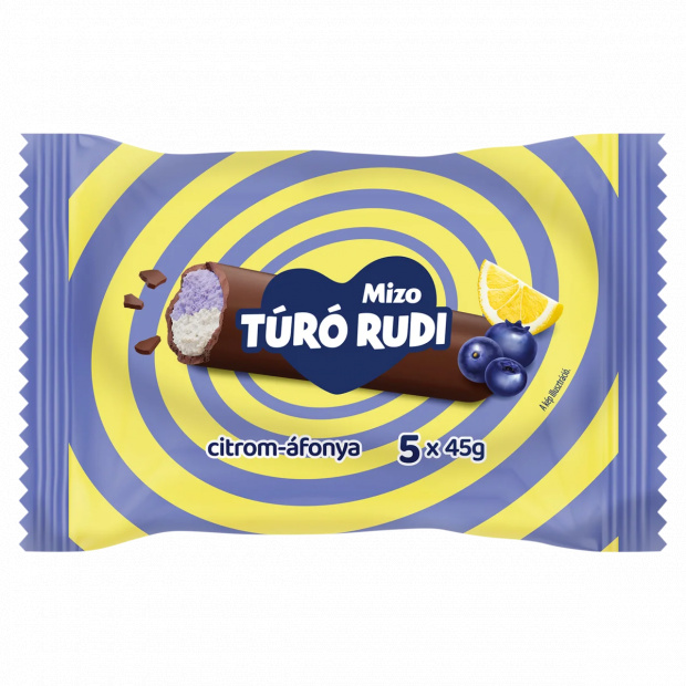 Mizo Túró Rudi citromos-áfonyás túródesszert kakaós bevonattal 5 x 45 g (225 g) Mizo Túró Rudi citromos-áfonyás túródesszert kakaós bevonattal 5 x 45 g (225 g)