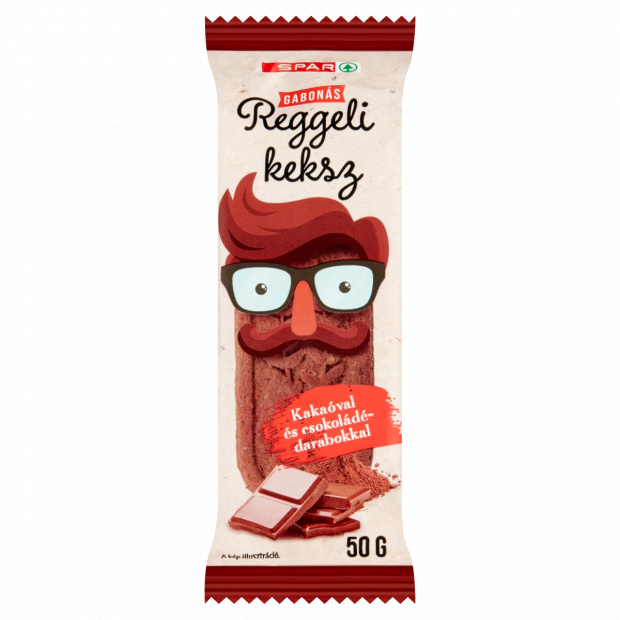 SPAR gabonás reggeli keksz kakaóval és csokoládédarabokkal 50 g SPAR gabonás reggeli keksz kakaóval és csokoládédarabokkal 50 g