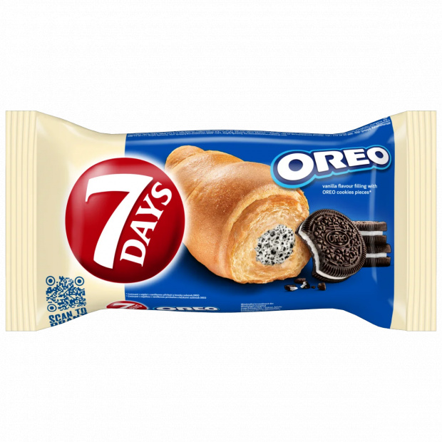 7DAYS Oreo vanília krémes és kekszes croissant 60 g
