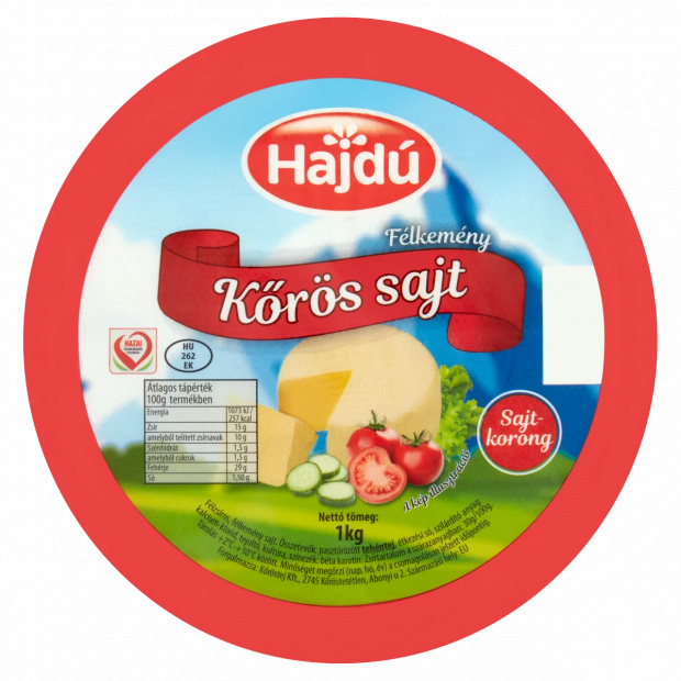 Hajdú Kőrös félzsíros, félkemény sajtkorong 1 kg