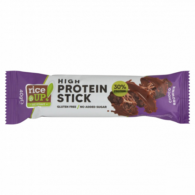 RiceUp! csokoládé brownie ízű fehérje szelet, hozzáadott cukor nélkül 40 g