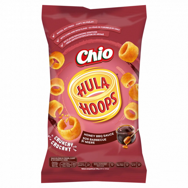 Chio Hula Hoops mézes, barbecue szósz ízű kukoricalisztből készült snack 70 g Chio Hula Hoops mézes, barbecue szósz ízű kukoricalisztből készült snack 70 g