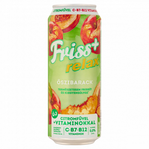 Friss+ Relax barack ízesítésű üdítőital és alkoholmentes malátaital keveréke 0,0% ,5 l