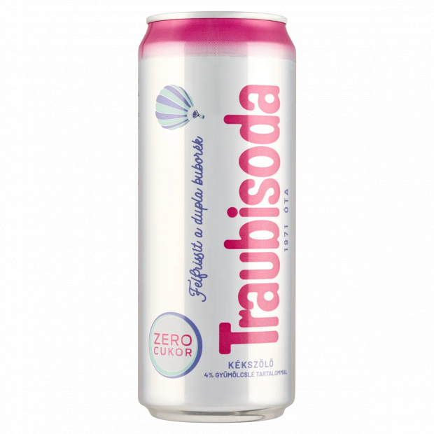 Traubisoda kékszőlő ízű szénsavas energiamentes üdítőital édesítőszerekkel 330 ml