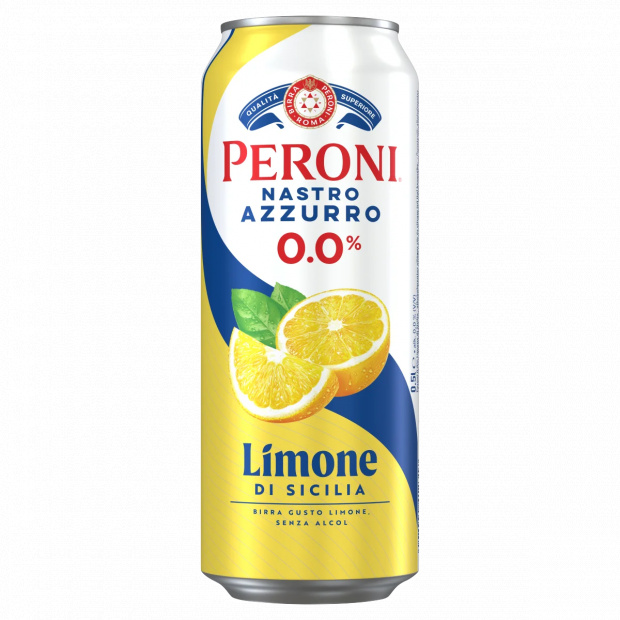 Peroni Nastro Azzurro Limone di Sicilia alkoholmentes sör és citrom ízű ital keveréke 0,0% 0,5 l Peroni Nastro Azzurro Limone di Sicilia alkoholmentes sör és citrom ízű ital keveréke 0,0% 0,5 l
