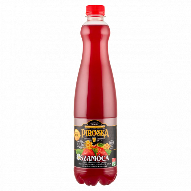Piroska szamóca ízű gyümölcsszörp cukorral, mézzel és édesítőszerekkel 0,7 l