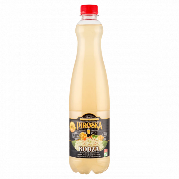 Piroska bodza ízesítésű gyümölcsszörp cukorral, mézzel és édesítőszerekkel 0,7 l Piroska bodza ízesítésű gyümölcsszörp cukorral, mézzel és édesítőszerekkel 0,7 l