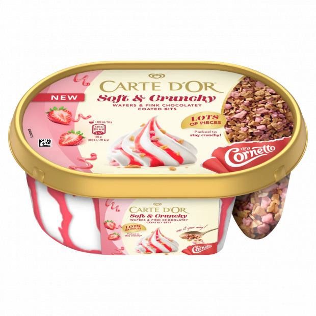 Carte d\'Or Soft & Crunchy vanília ízű jégkrém epres szósszal 750 ml