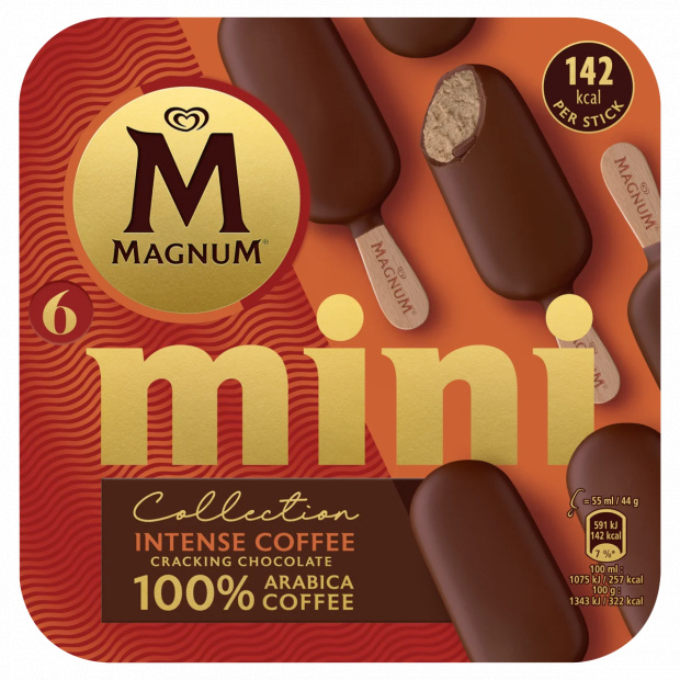 Magnum Mini Collection Intense Coffee kávés jégkrém tejcsokoládé bevonattal 6 x 330 ml