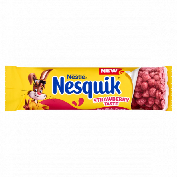 Nesquik eperízű gabonapehely-szelet tejbevonó talppal vitaminokkal vassal reggelihez 23,5 g Nesquik eperízű gabonapehely-szelet tejbevonó talppal vitaminokkal vassal reggelihez 23,5 g