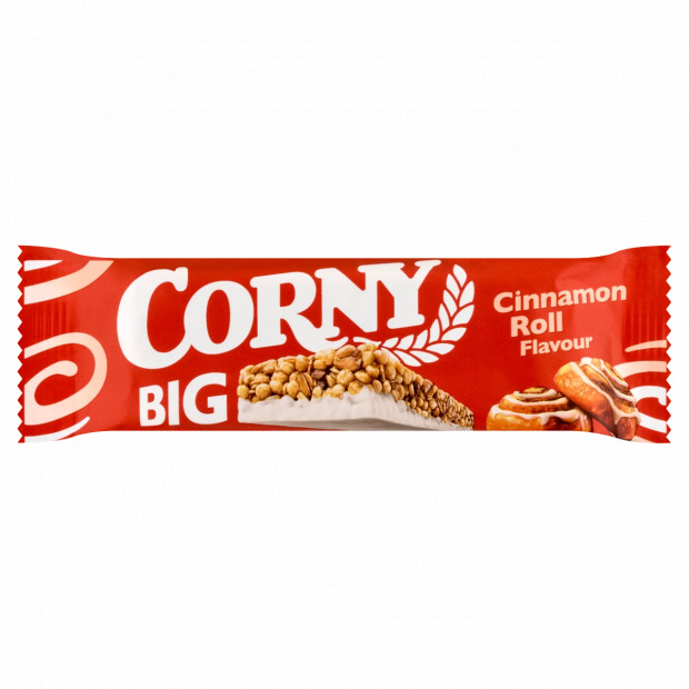 Corny Big fahéj ízű gabonaszelet, részben fehér bevonóval mártva 40 g Corny Big fahéj ízű gabonaszelet, részben fehér bevonóval mártva 40 g