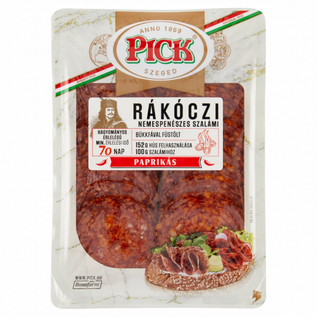 PICK Rákóczi szeletelt nemespenészes paprikás szalámi 80 g PICK Rákóczi szeletelt nemespenészes paprikás szalámi 80 g