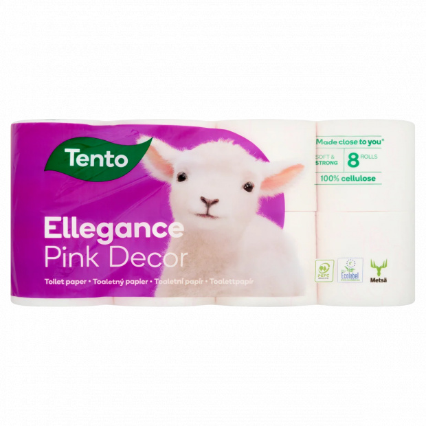Tento Ellegance Pink Decor toalettpapír 3 rétegű 8 tekercs Tento Ellegance Pink Decor toalettpapír 3 rétegű 8 tekercs