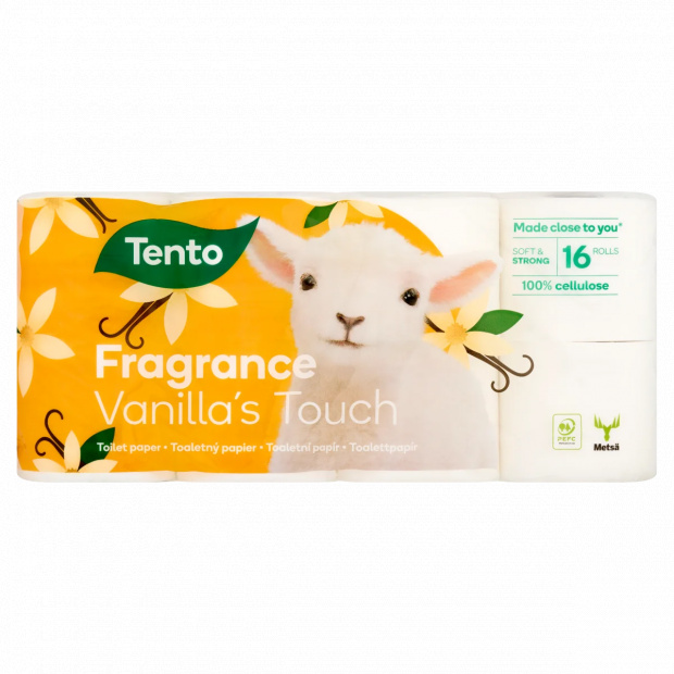 Tento Fragrance Vanilla\'s Touch toalettpapír 3 rétegű 16 tekercs Tento Fragrance Vanilla\'s Touch toalettpapír 3 rétegű 16 tekercs