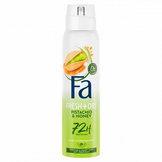 Fa Fresh+Dry izzadásgátló deospray pisztácia és méz illattal 150 ml Fa Fresh+Dry izzadásgátló deospray pisztácia és méz illattal 150 ml