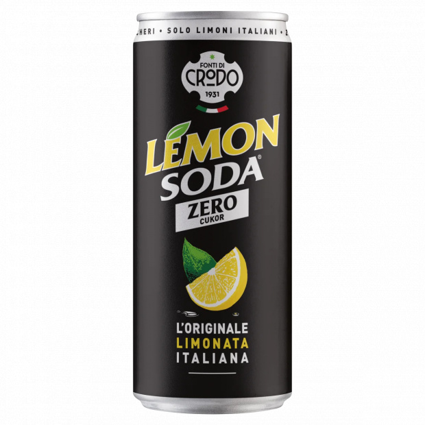 Fonti Di Crodo Lemon Soda citrom ízű alkoholmentes, szénsavas üdítőital édesítőszerekkel 33 cl