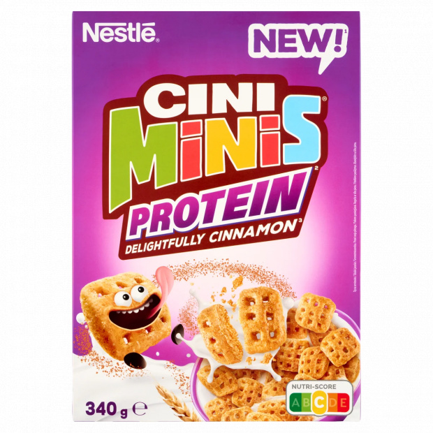 Cini Minis Protein ropogós fahéjas gabonapehely teljes kiőrlésű búzával vitaminokkal 340 g