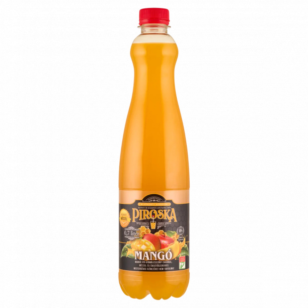 Piroska mangó ízű gyümölcsszörp cukorral, mézzel és édesítőszerekkel 0,7 l