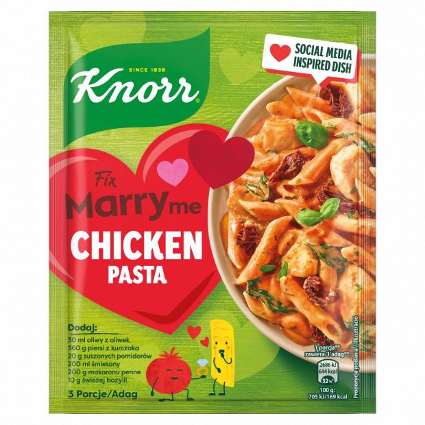 Knorr Marry me paradicsomos-tejszínes csirkés tészta alap 48 g