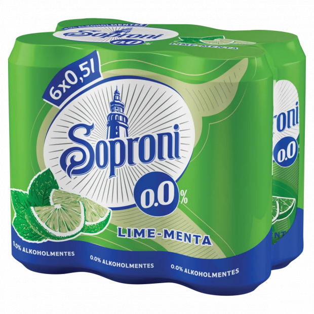 Soproni lime-menta ízű alkoholmentes sörital 0,0% 6 x 500 ml