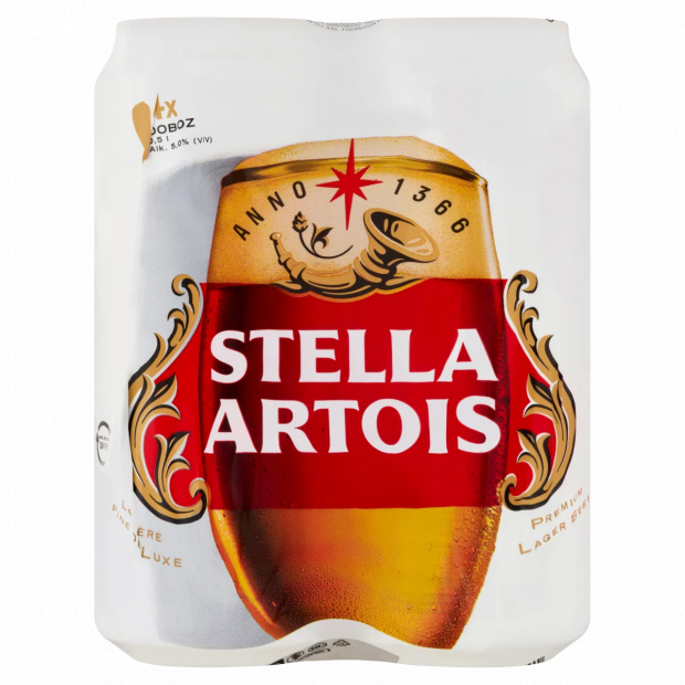 Stella Artois minőségi világos sör 5% 4 x 0,5 l