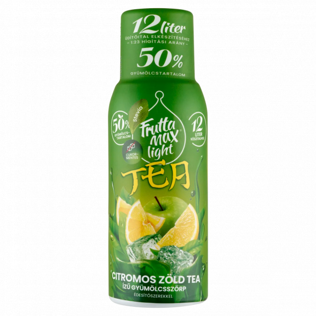 FruttaMax Light Tea citromos zöld tea ízű gyümölcsszörp édesítőszerekkel 500 ml 