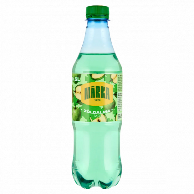 Márka zöldalma ízű szénsavas üdítőital cukorral és édesítőszerekkel 0,5 l