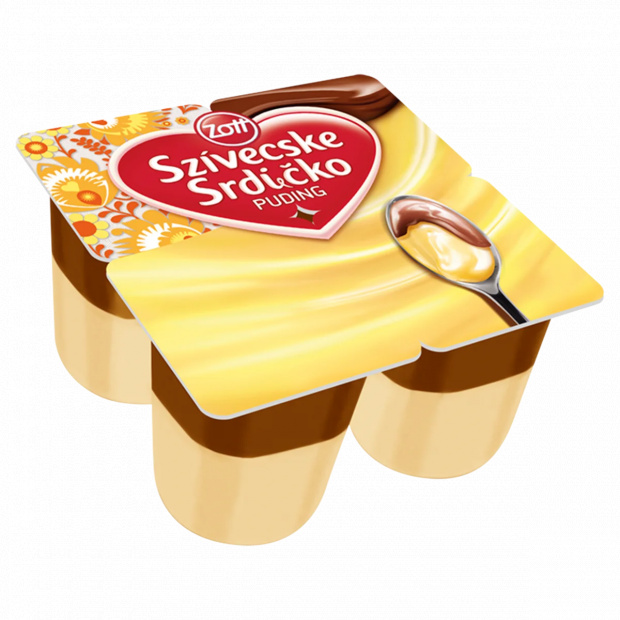 Zott Szívecske vaníliaízű puding kakaós öntettel 4 x 125 g