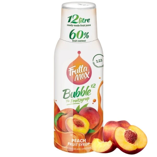FruttaMax Bubble¹² őszibarack gyümölcsszörp cukorral és édesítőszerekkel 500 ml 
