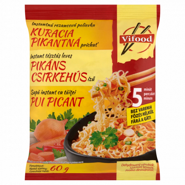 Vifood pikáns csirkehús ízű instant tésztás leves 60 g Vifood pikáns csirkehús ízű instant tésztás leves 60 g